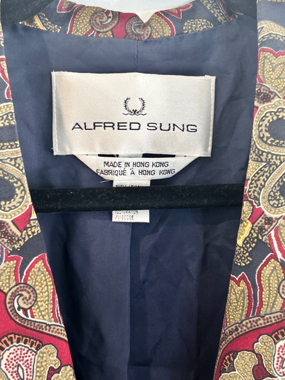 Alfred Sung 90s 100% Silk Paisley Oversized Blazer Size 6 - Picture 5 of 10